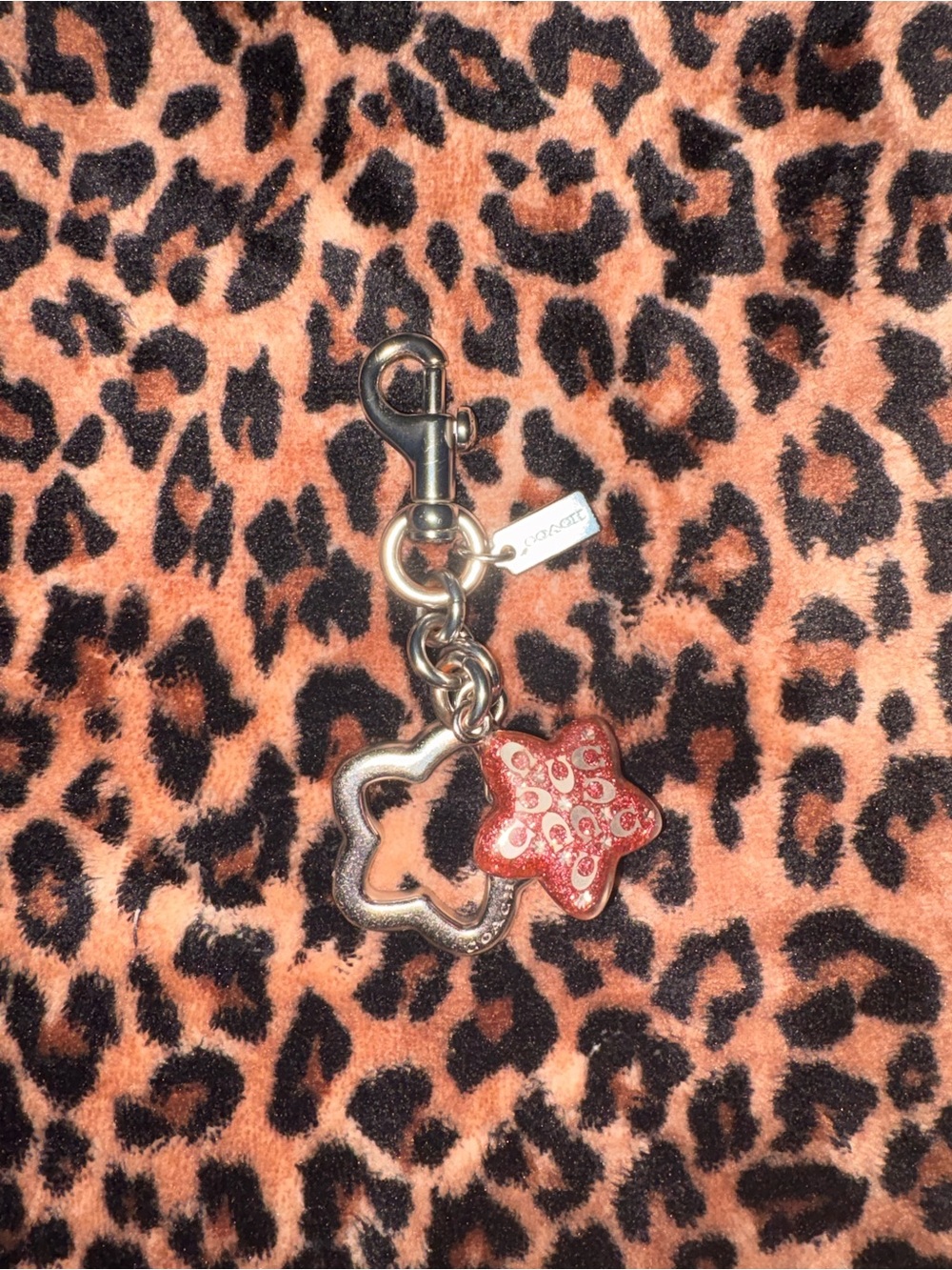 Coach Pink Star Charm Keychain - Signature Logo Accent